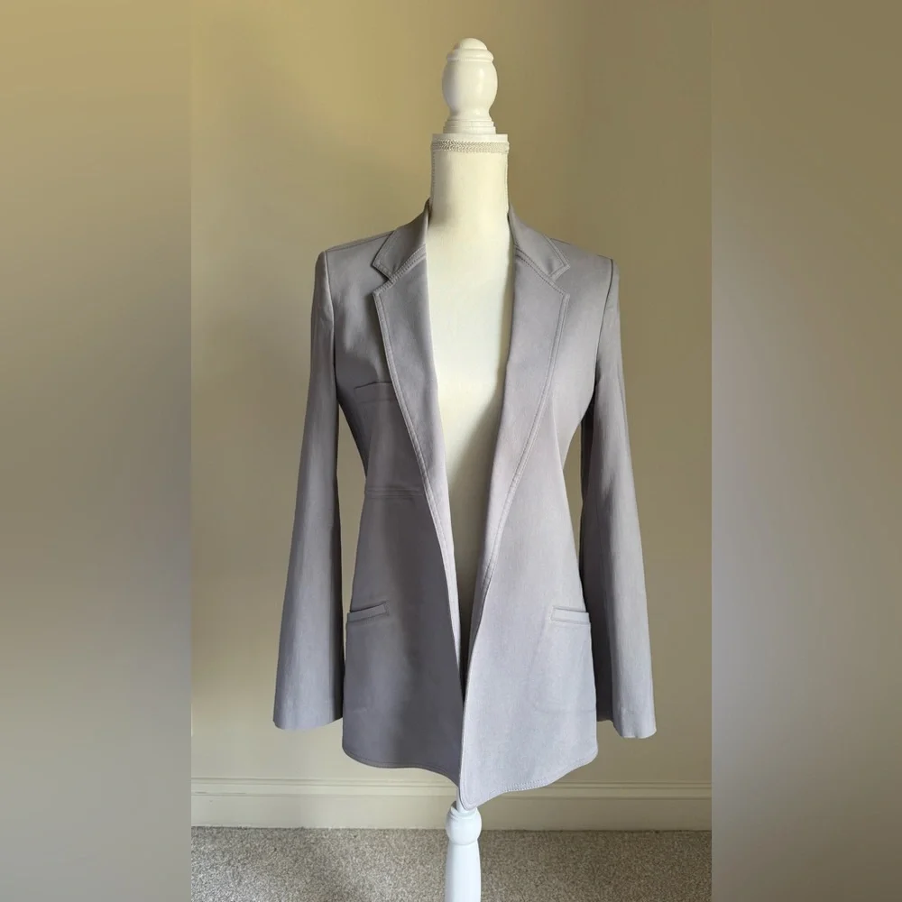 EQUESTRIAN Gray Open Front Long Length Lightweight Blazer or Jacket Sz M